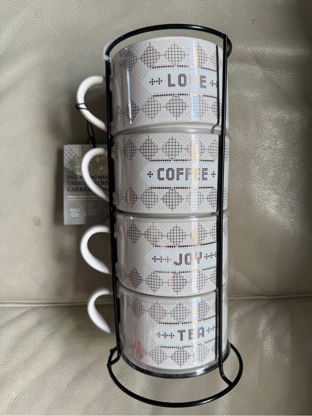 Thyme & Table Set of 4 Bistro Stackable Coffee Mugs,